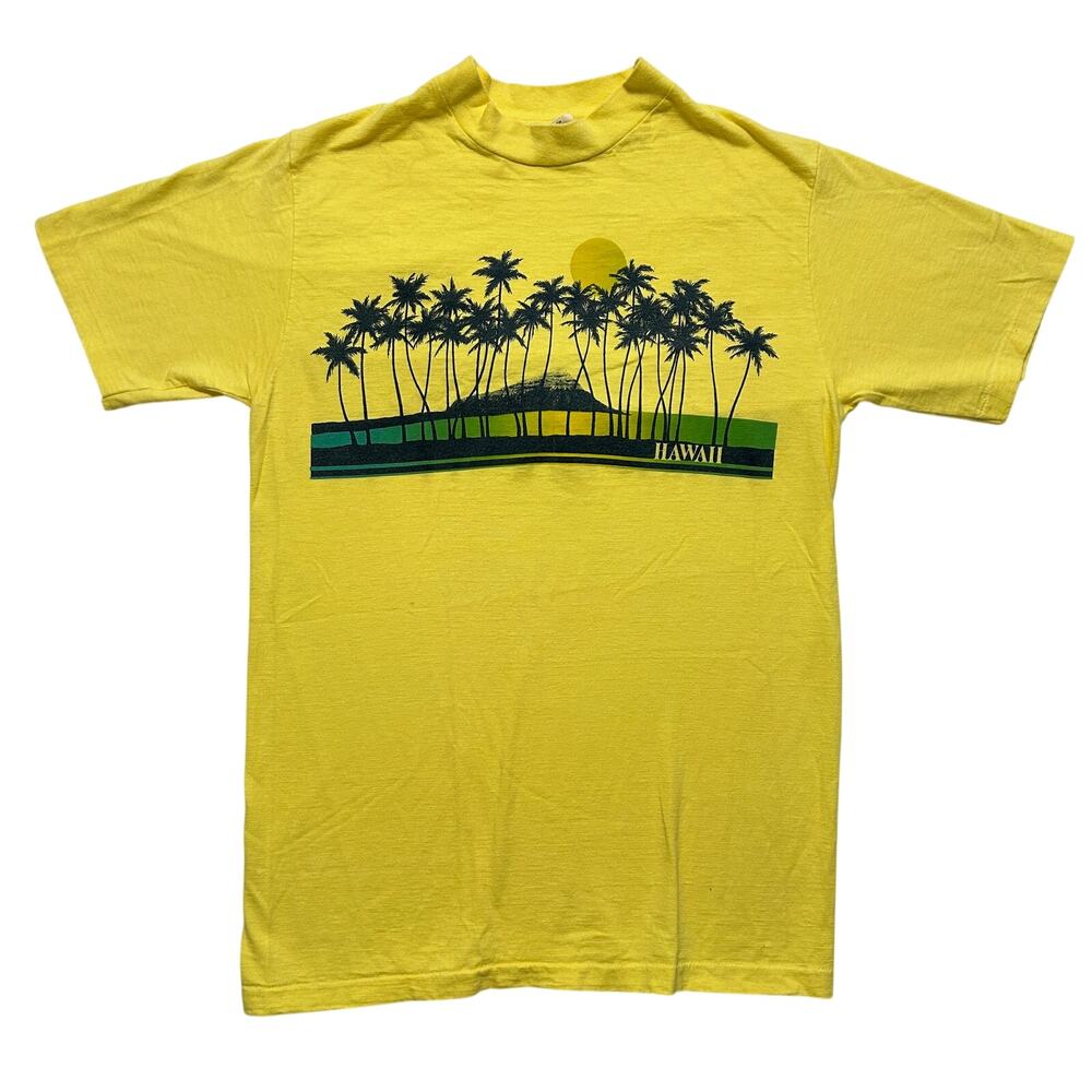 VTG 70s Hawaii Sunset Graphic Short Sleeve T-Shirt Men’s M Yellow
